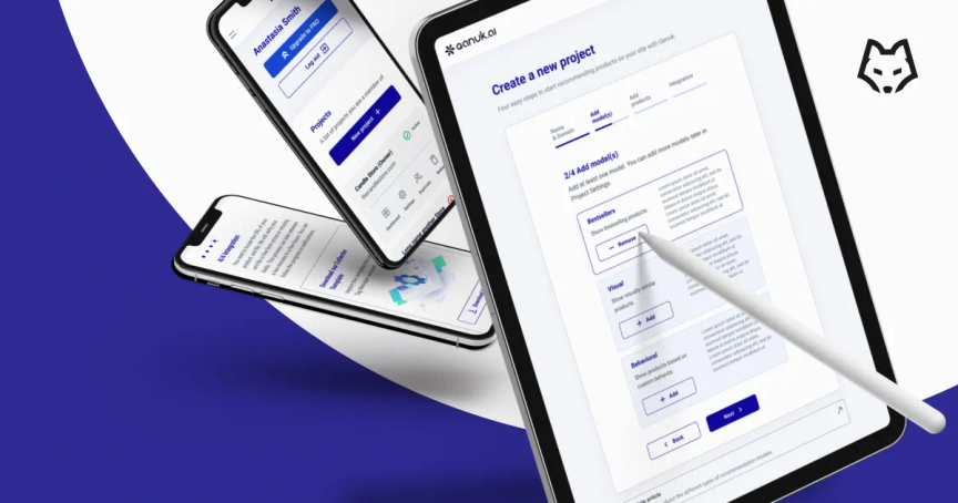 Our design for mobile devices for Qanuk.ai SaaS.