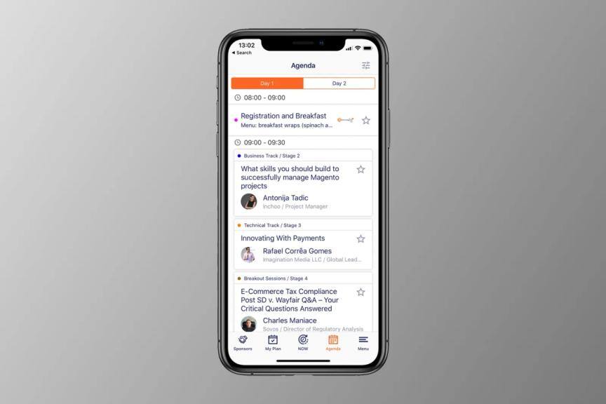 An iPhone with an agenda app running