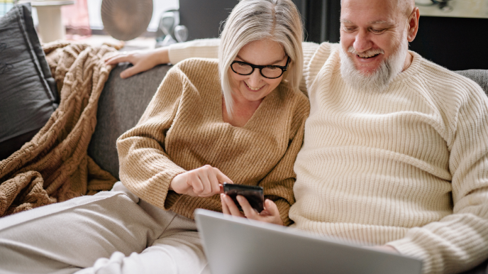 couple viewing mobile